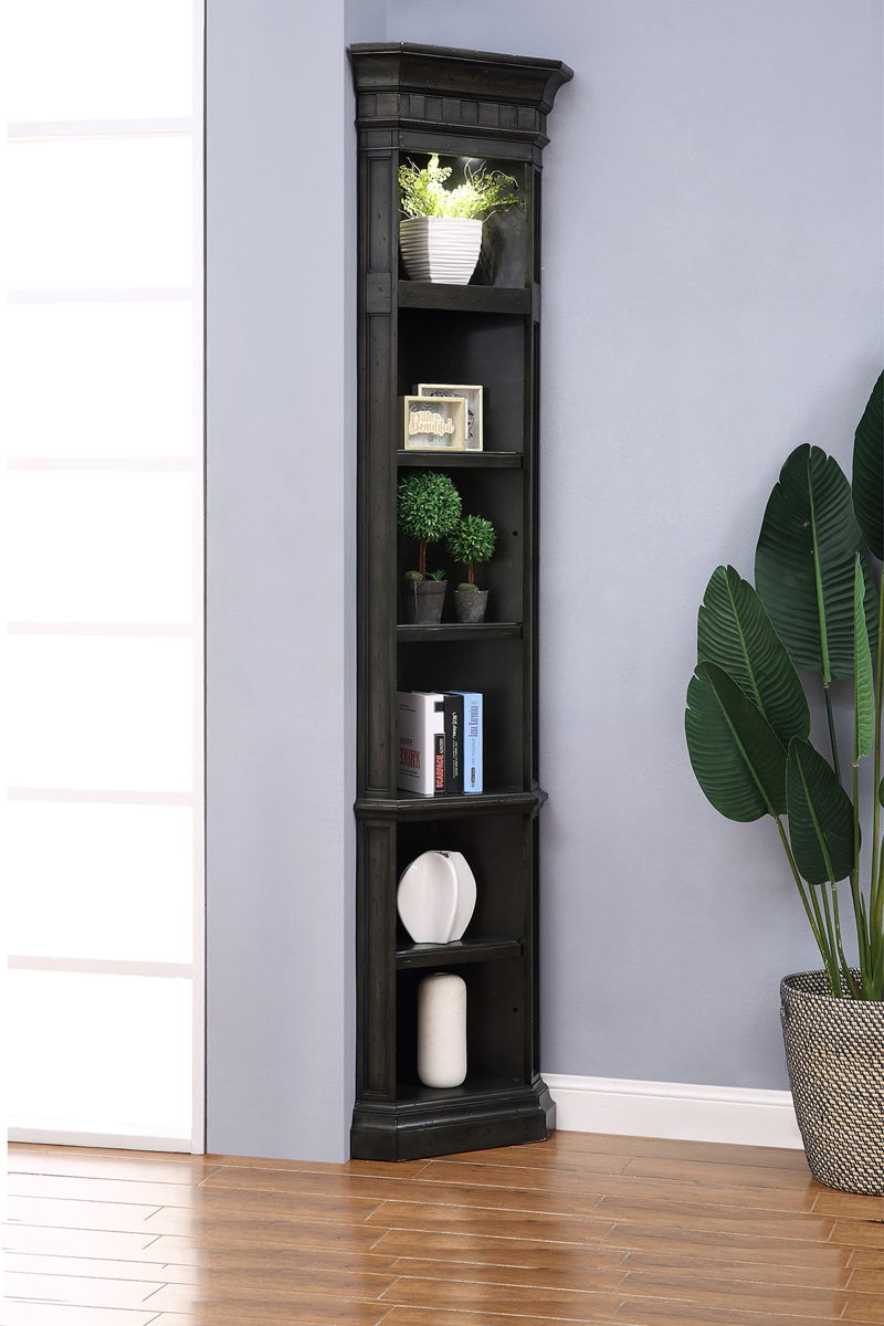 Washington Heights – Outside Corner Bookcase – Washed Charcoal