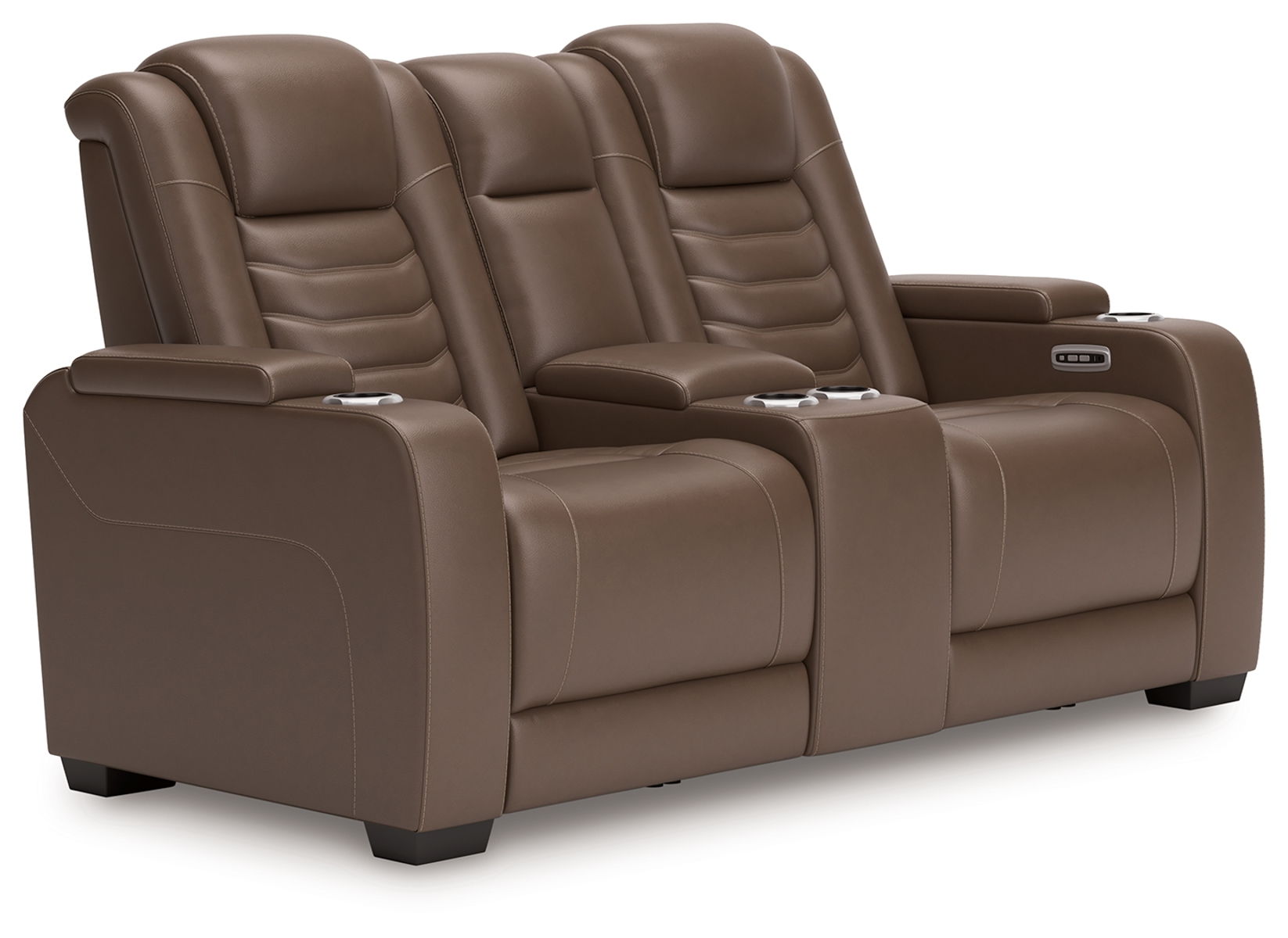 High Impact – Tobacco – Power Reclining Loveseat With Console / Adj Hdrst