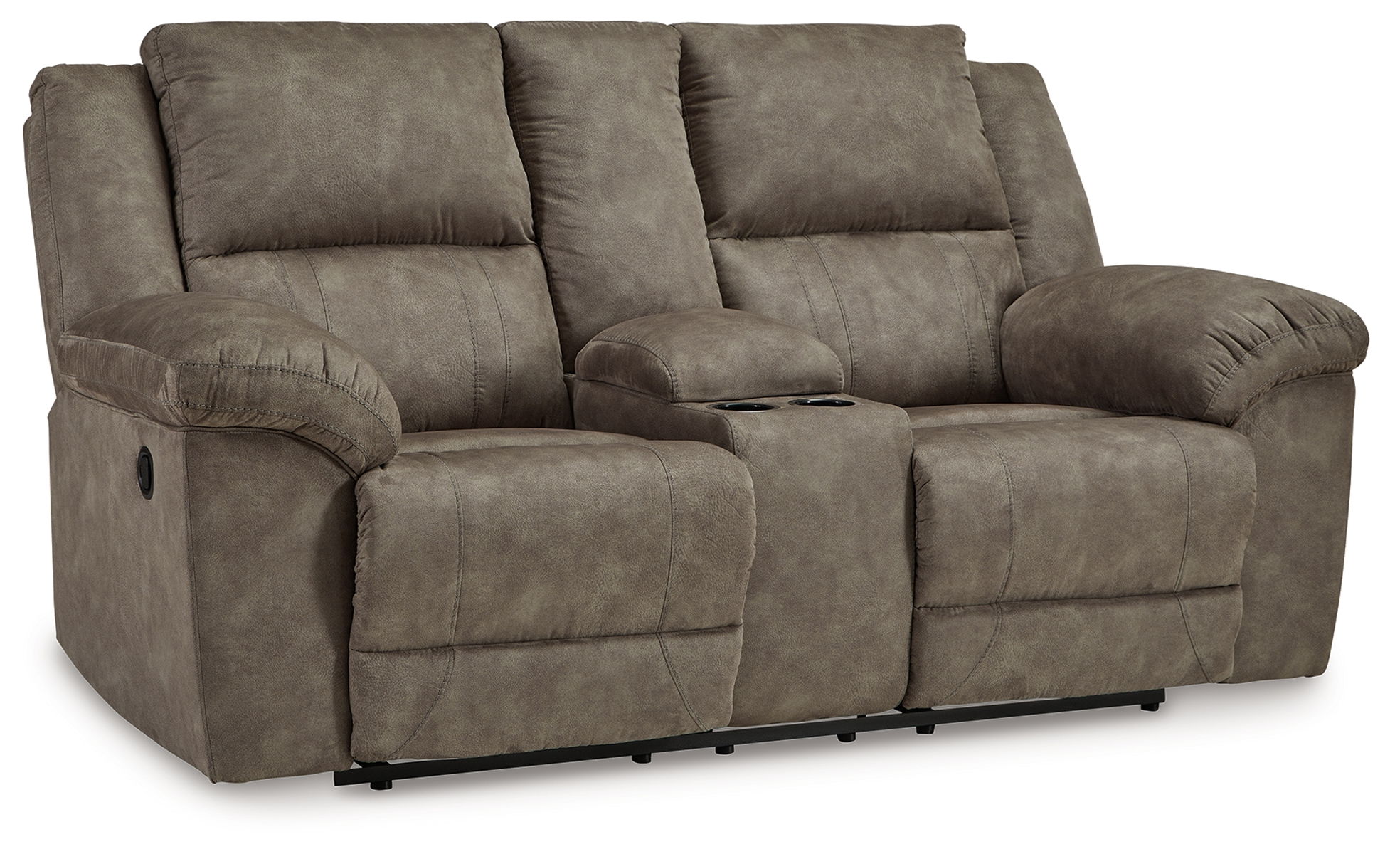 Laresview – Fossil – Dbl Reclining Loveseat with Console