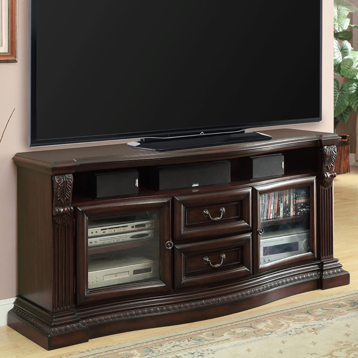 Bella – TV Console with Power Center – Vintage Sienna