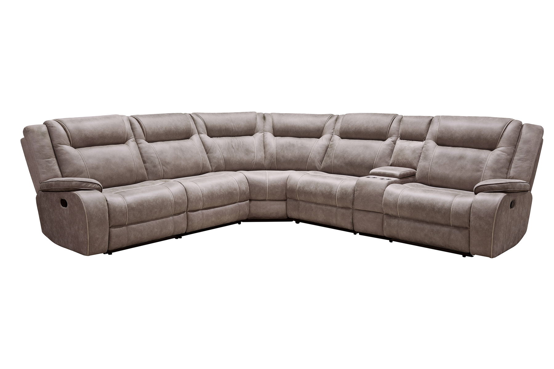 Blake – 6 Piece Modular Reclining Sectional And Entertainment Console – Desert Taupe