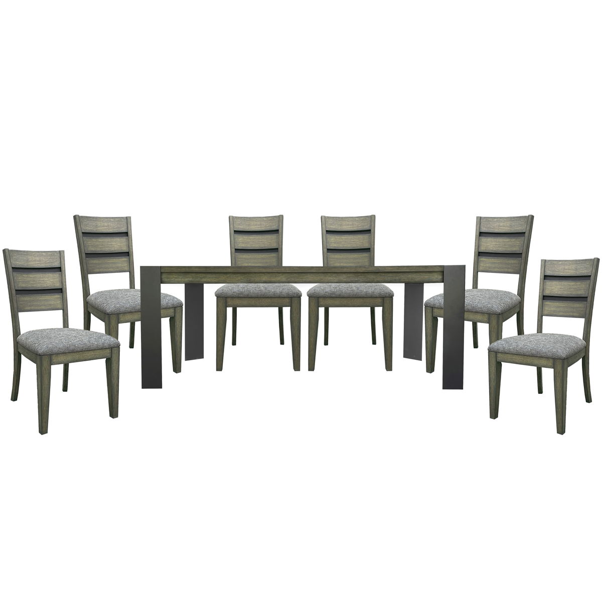 Cedar Fork – Dining Table 78 In. With 6 Ladderback Chairs – Smoked Arabica