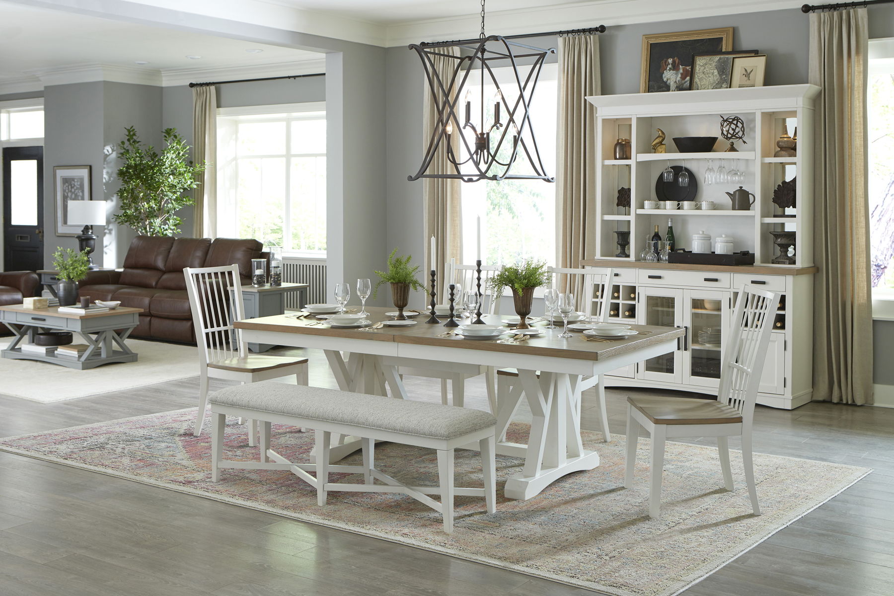 Americana Modern Dining – Trestle Dining Table – Cotton