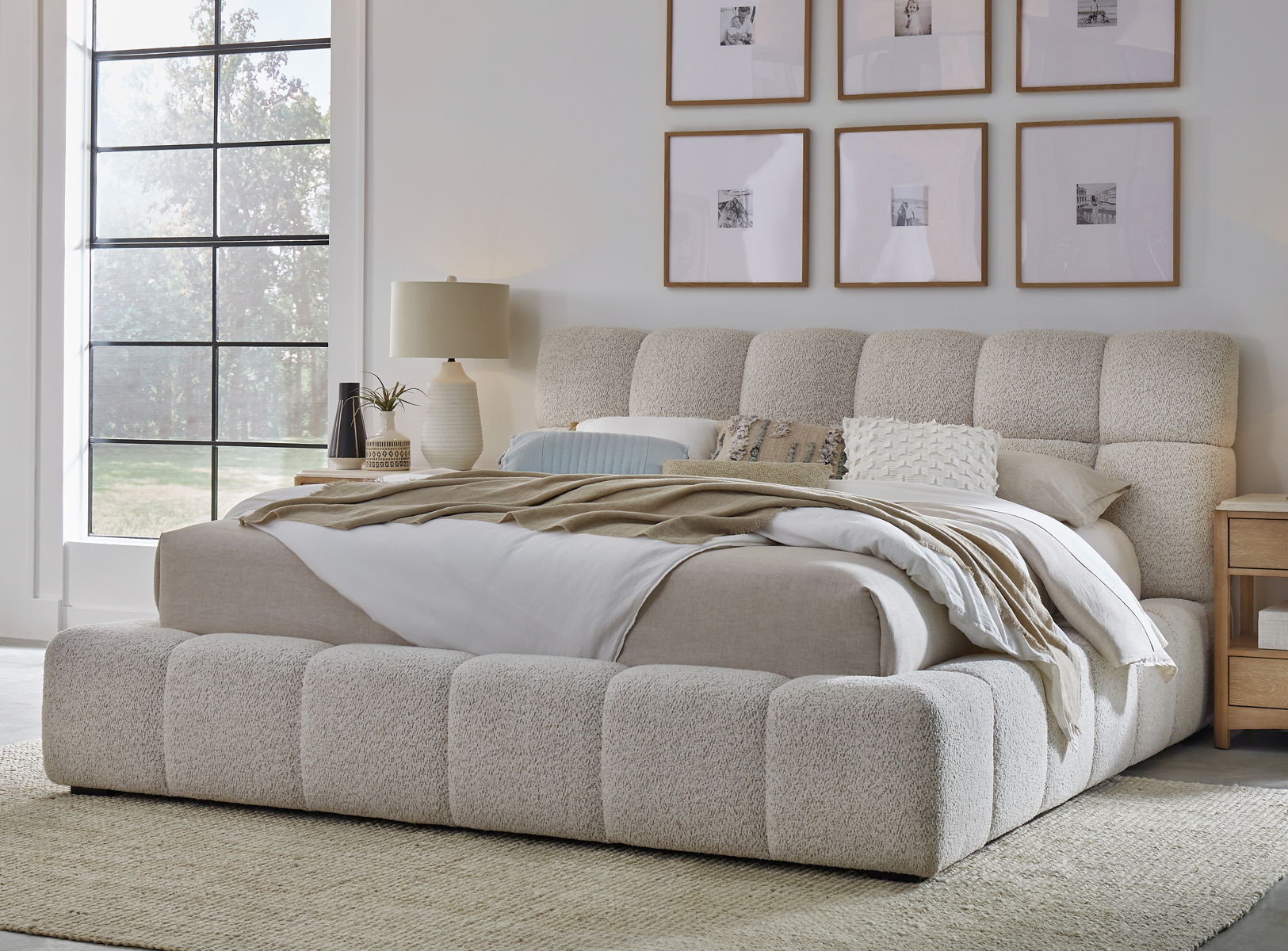 Escape – Fluffy River Rock Upholstered Bed