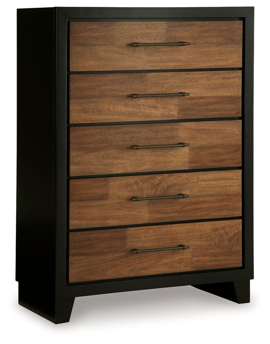 Kraeburn – Brown / Black – Five Drawer Chest