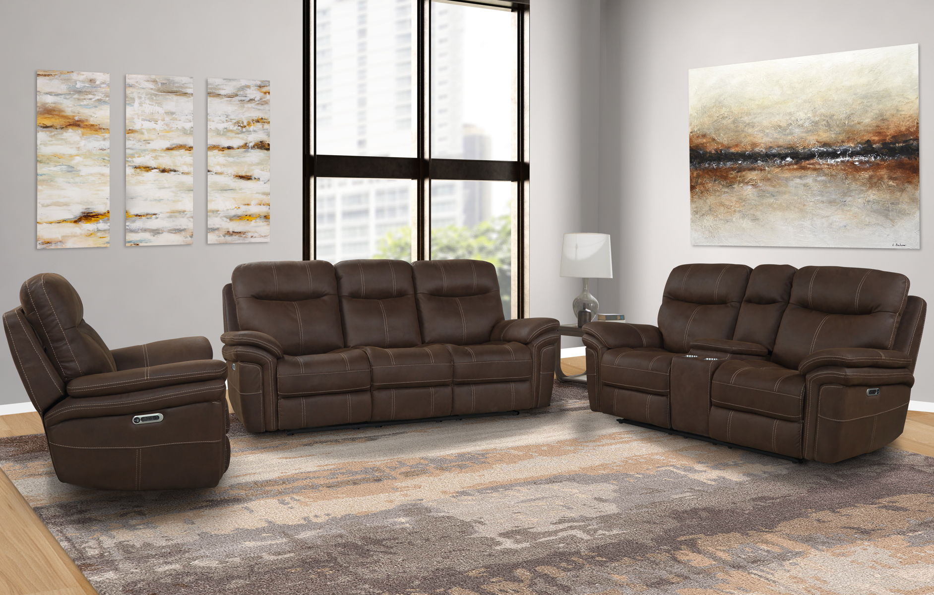 Mason – Power Reclining Sofa Loveseat And Recliner – Dark Kahlua