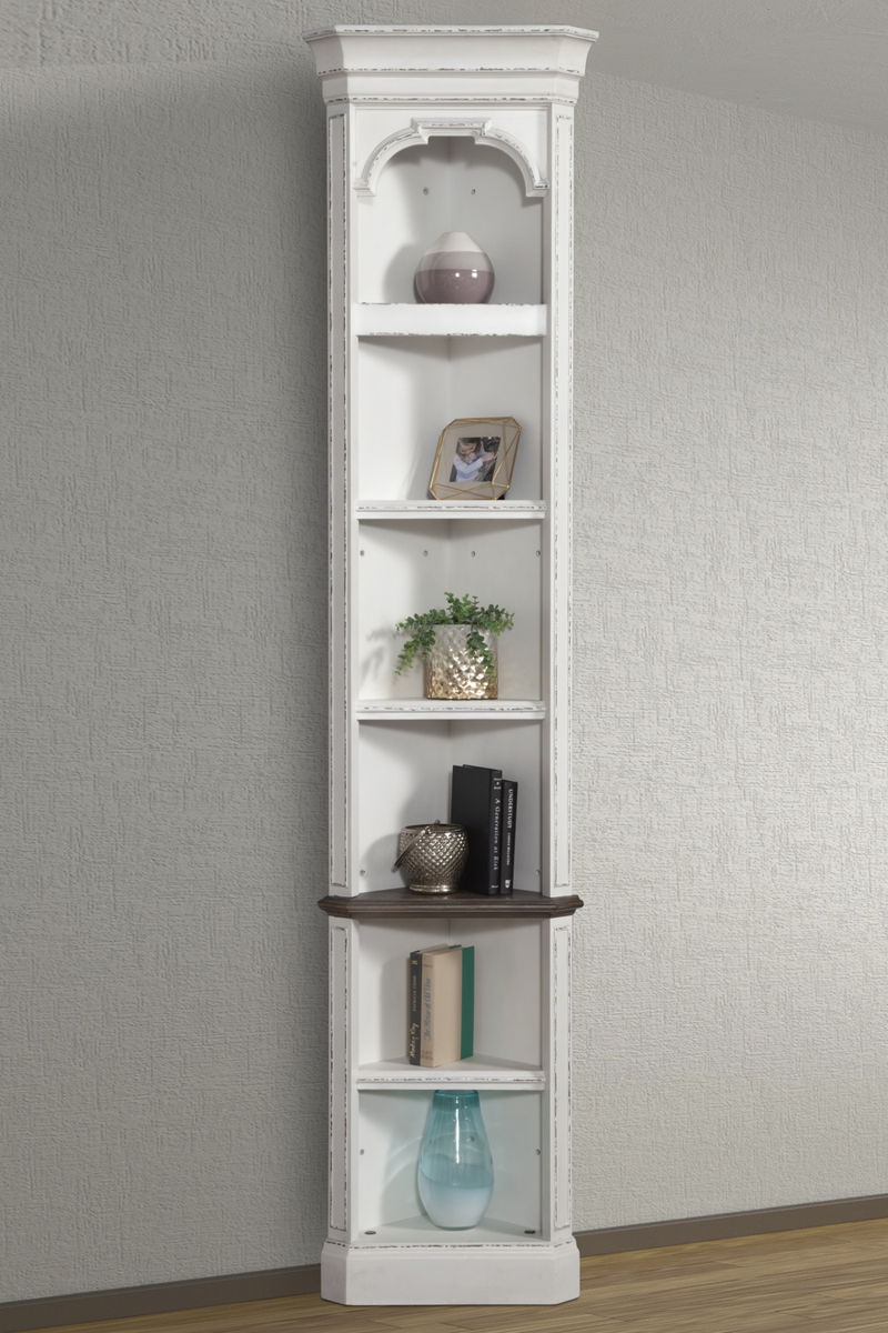 Provence – Outside Corner Bookcase – Vintage Alabaster