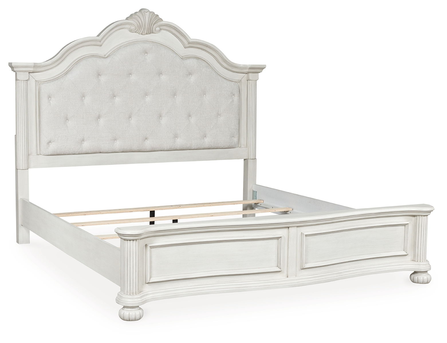 Montelaine – Antique White – King Upholstered Panel Bed