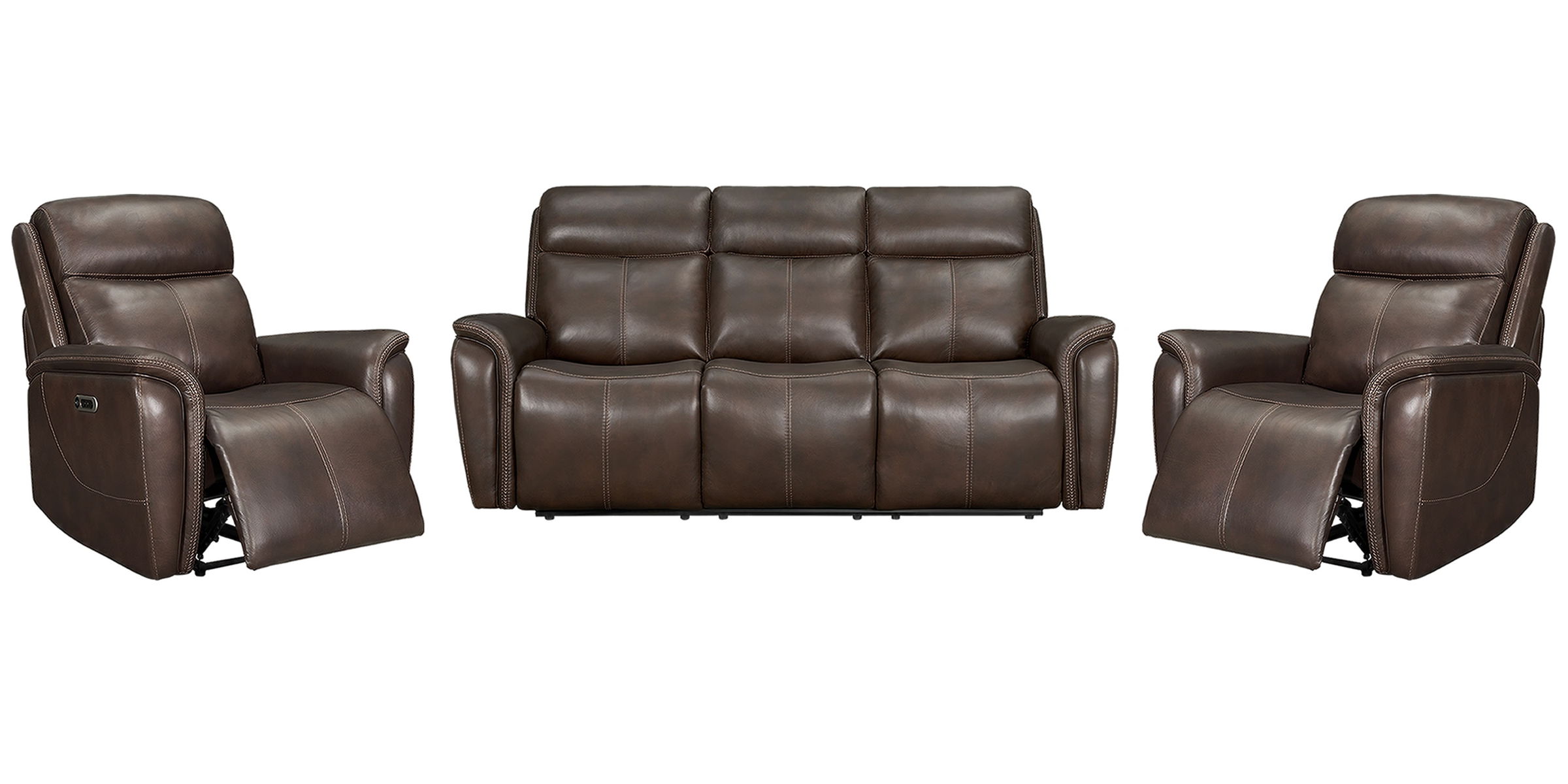 Cascade – Power Reclining Sofa & 2 Recliners – Auburn