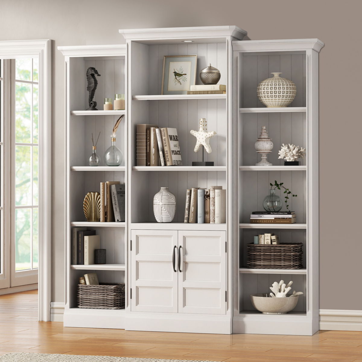 Shoreham – 3 Piece Modular Library Wall – Effortless White