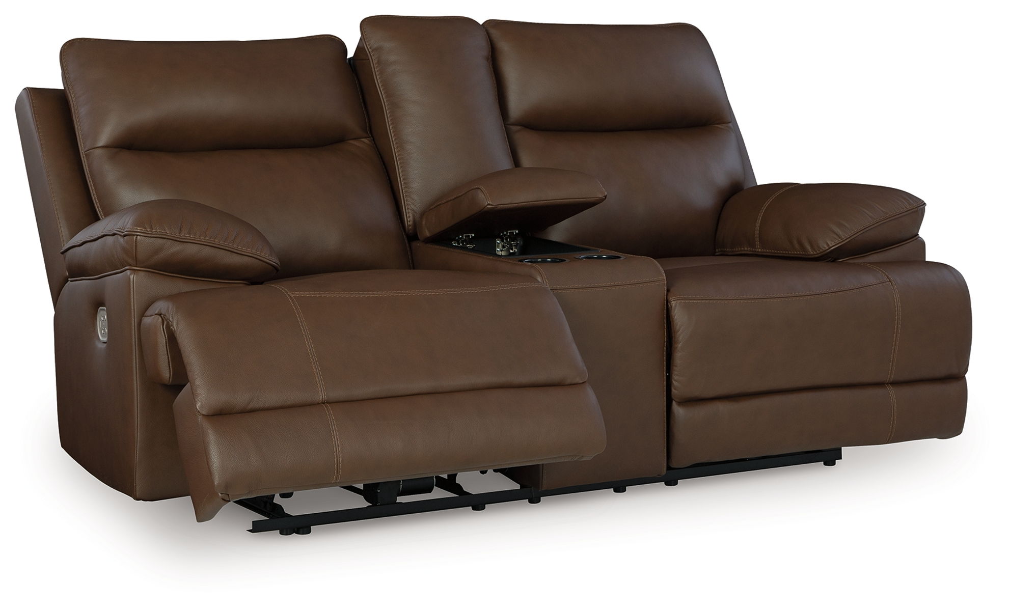 Vonryan – Tobacco – Power Reclining Loveseat With Console / Adj Headrest