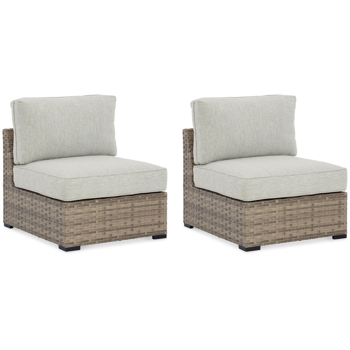 Calworth – Beige – Armless Chair w/Cushion (Set of 2)