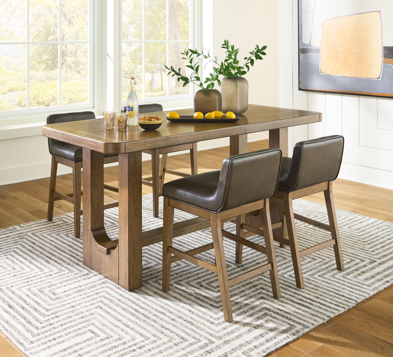 Cabalynn – Rectangular Dining Room Counter Table Set