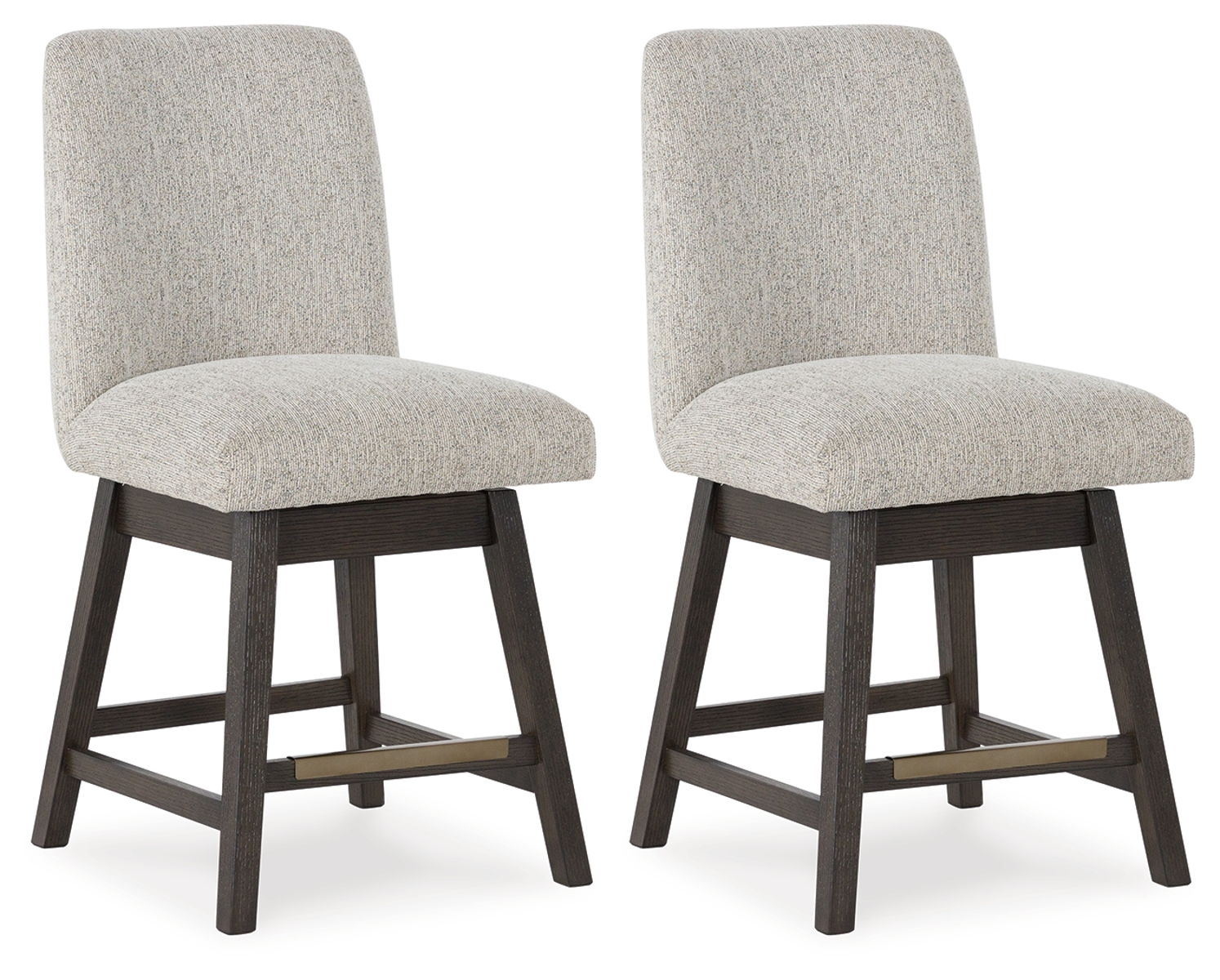 Burkhaus – Beige / Dark Brown – Upholstered Swivel Barstool (Set of 2)