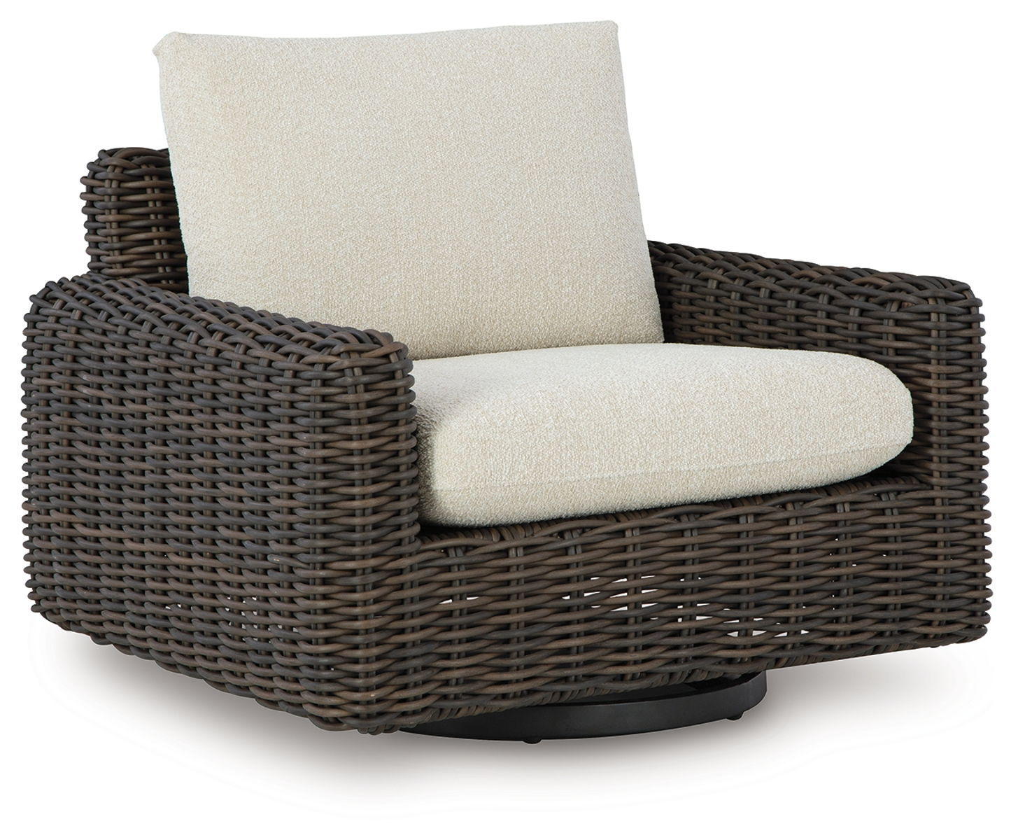 Kimora – Beige / Dark Brown – Swivel Glider Lounge With Cushion