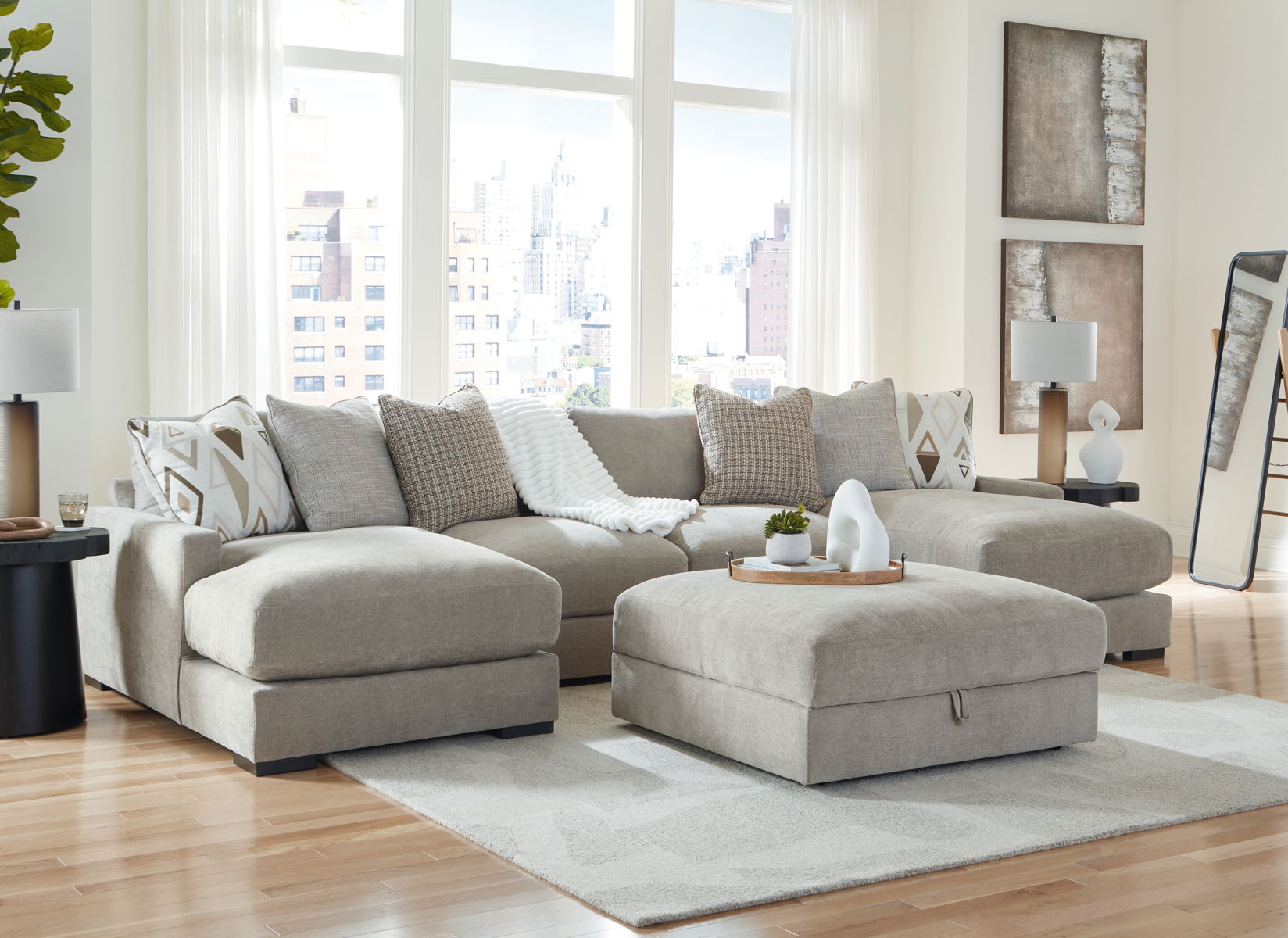 Aslan Court – Sectional With Ottoman Set