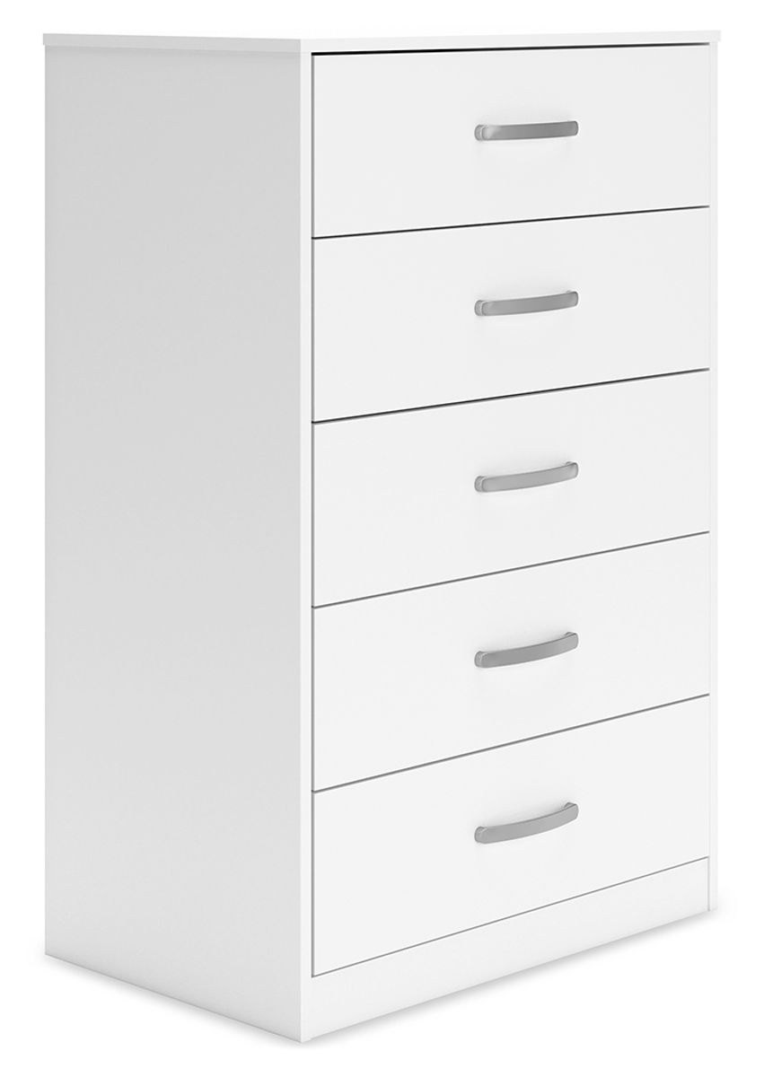 Flannia – White – Five Drawer Chest – 46″ Height