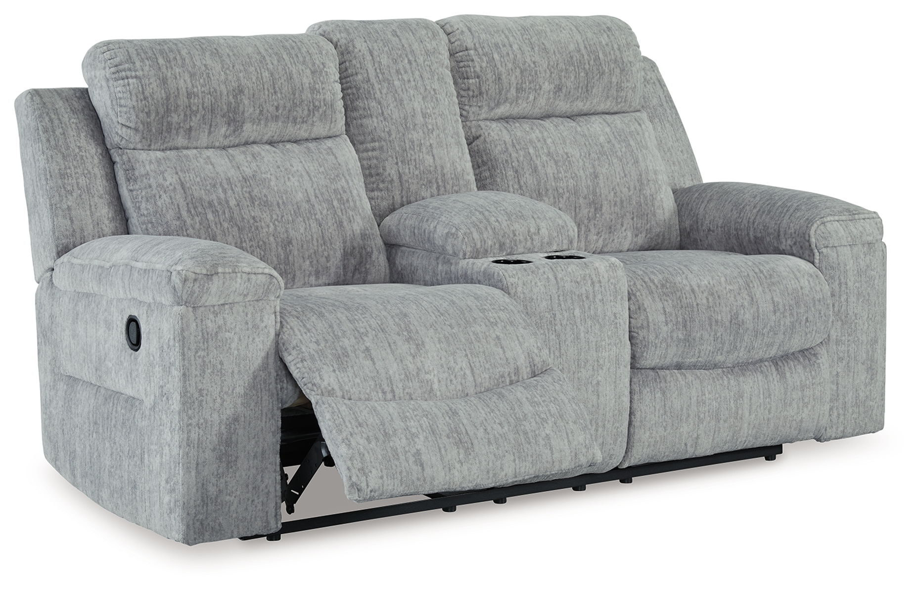 Buntington – Pewter – Dbl Reclining Loveseat with Console