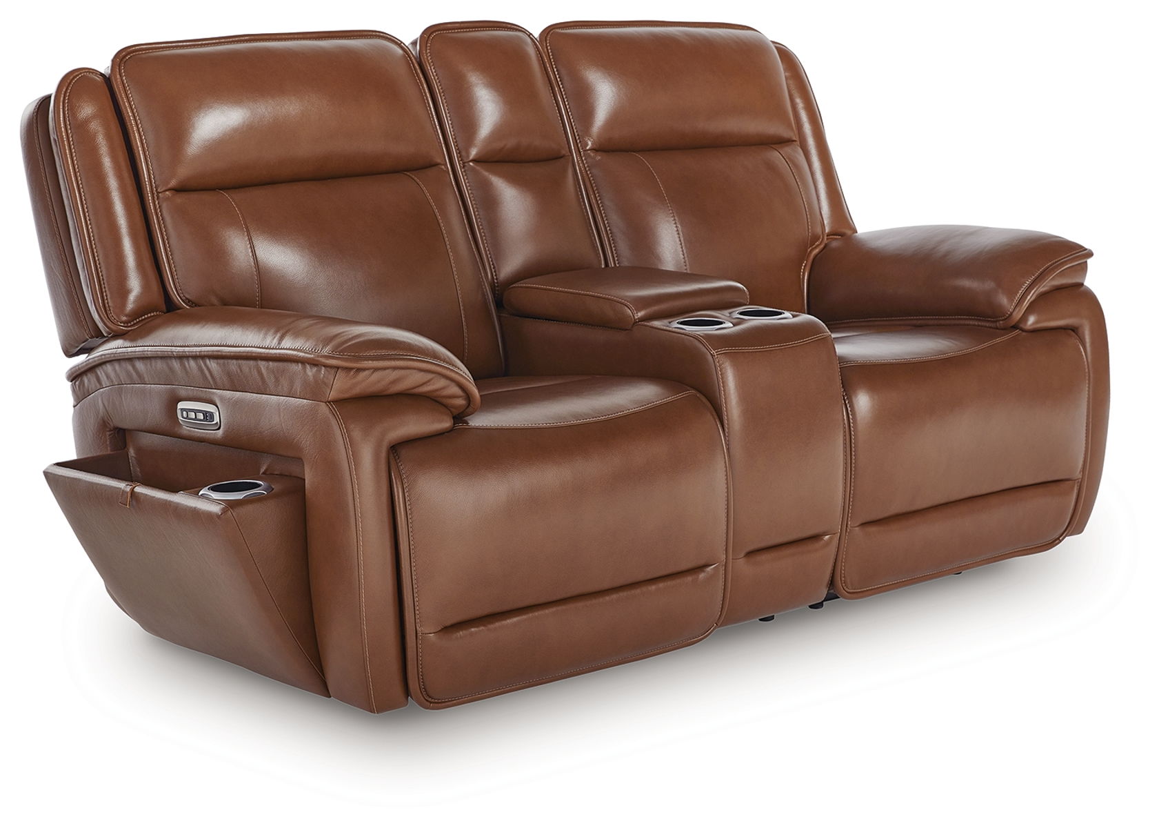 Healy Pier – Chocolate – Power Reclining Loveseat With Console / Adj Headrest