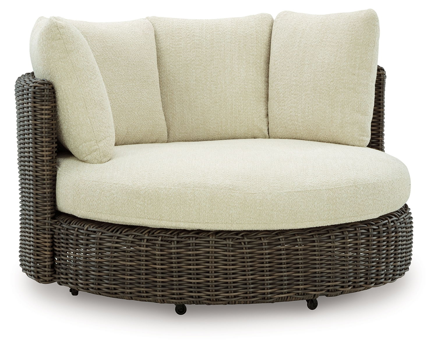 Kimora – Beige / Dark Brown – Swivel Lounge Chair With Cushion