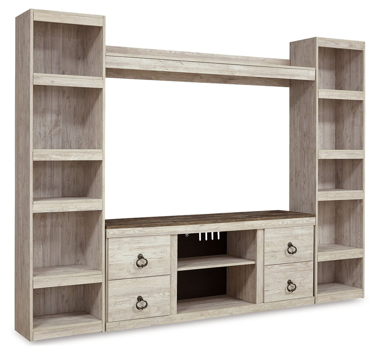 Willowton – Whitewash – 4-Piece Entertainment Center