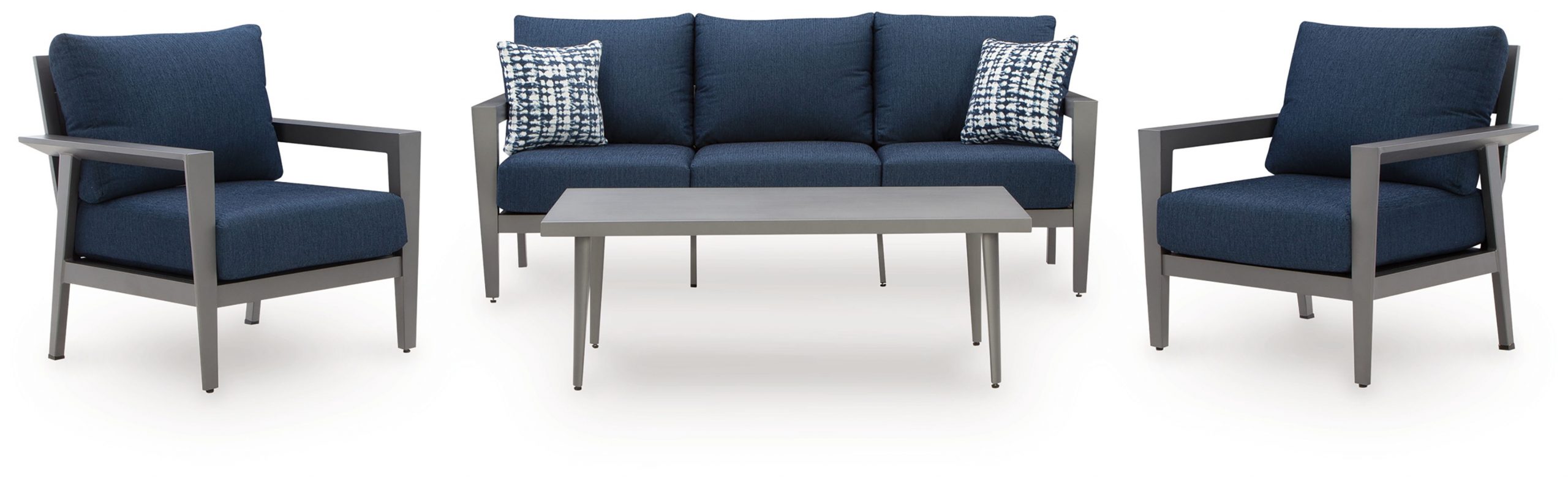 Gali – Gray / Blue – Sofa / Chairs / Table Set (Set of 4)